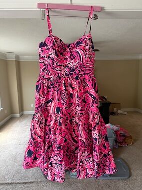 Lilly Pulitzer NWT Adalia Knee length Sundress in Flirty Fins and feathers